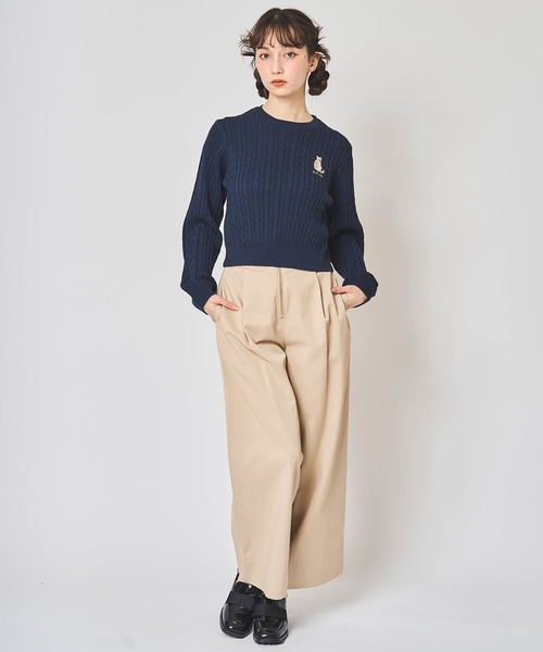 31 Sons de mode(トランテアン ソン ドゥ モード)の「ネコ刺繍襟付きケーブルニット(ニット/セーター・レディース・オフホワイト/イエロー/ネイビー/レッド・フリー)」の22枚目の写真
