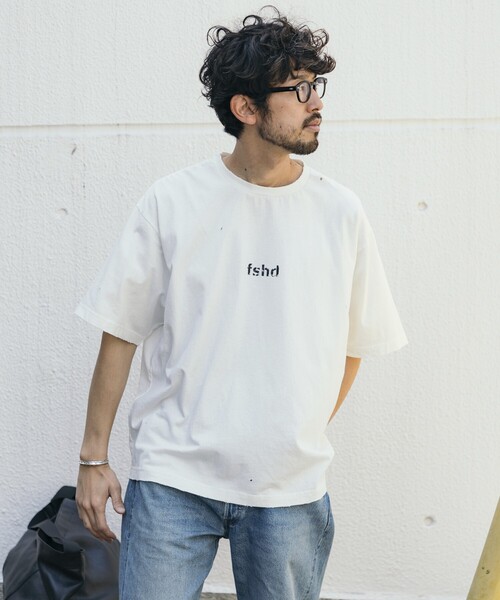 Firsthand(ファーストハンド)の「Firsthand/ファーストハンド 7.3オンス ダメージ加工 フロントロゴプリント ショートスリーブTシャツ / オーバーサイズ クルーネック 半袖Tシャツ(Tシャツ/カットソー・メンズ・ホワイト/グレー/ブラック・L/M)」の6枚目の写真