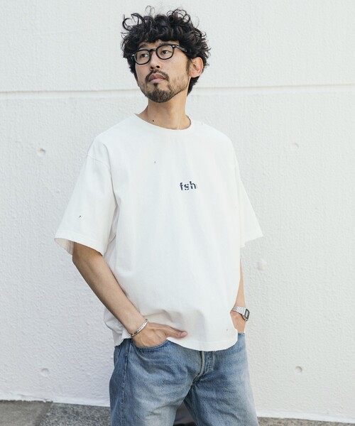 Firsthand(ファーストハンド)の「Firsthand/ファーストハンド 7.3オンス ダメージ加工 フロントロゴプリント ショートスリーブTシャツ / オーバーサイズ クルーネック 半袖Tシャツ(Tシャツ/カットソー・メンズ・ホワイト/グレー/ブラック・L/M)」の7枚目の写真