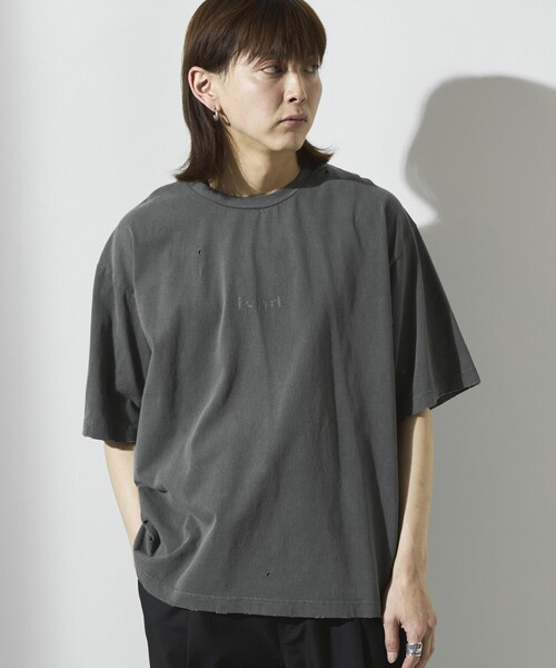 Firsthand(ファーストハンド)の「Firsthand/ファーストハンド 7.3オンス ダメージ加工 フロントロゴプリント ショートスリーブTシャツ / オーバーサイズ クルーネック 半袖Tシャツ(Tシャツ/カットソー・メンズ・ホワイト/グレー/ブラック・L/M)」の14枚目の写真