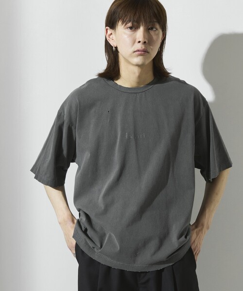 Firsthand(ファーストハンド)の「Firsthand/ファーストハンド 7.3オンス ダメージ加工 フロントロゴプリント ショートスリーブTシャツ / オーバーサイズ クルーネック 半袖Tシャツ(Tシャツ/カットソー・メンズ・ホワイト/グレー/ブラック・L/M)」の15枚目の写真