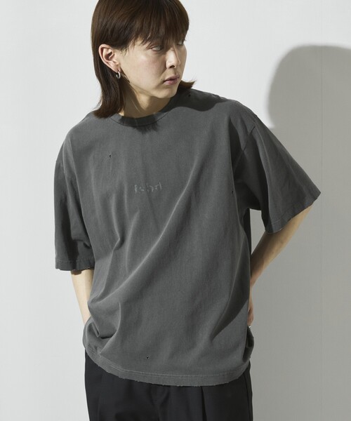 Firsthand(ファーストハンド)の「Firsthand/ファーストハンド 7.3オンス ダメージ加工 フロントロゴプリント ショートスリーブTシャツ / オーバーサイズ クルーネック 半袖Tシャツ(Tシャツ/カットソー・メンズ・ホワイト/グレー/ブラック・L/M)」の16枚目の写真