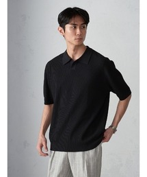 Perfect Suit FActory | TRANS CONTINENTS　スキッパーニットBIZポロシャツ　ブラック/グリーン/ネイビー(ポロシャツ)