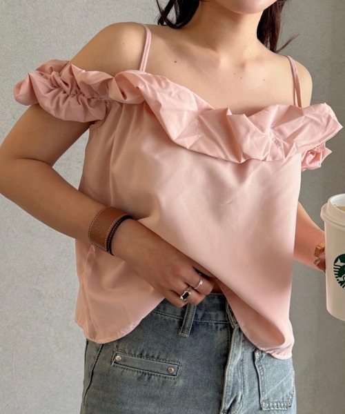 オフショルダー フリル トップス フリルオフショルBL|ems excite | RETRO GIRL ONLINE STORE