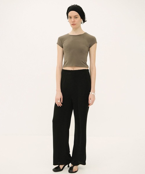 CLANE（クラネ）の「SOFT SHEER COMPACT TOPS（Tシャツ/カットソー・レディース・ブラック/ホワイト/ブラウン/ベージュ・1/2）」の14枚目の写真