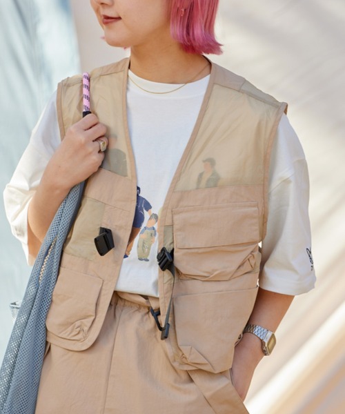 DOD（ディーオーディー）の「【DOD別注】サササノべー / レディース（ベスト・レディース・ホワイト/ベージュ・ONE SIZE）」の2枚目の写真