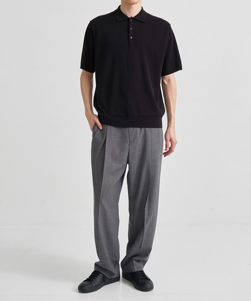 ATON エイトン パイルポロシャツ タオル地 黒 06 COTTON WASHI KNIT HALF SLEEVE POLO SWEATER | ATON(エイトン