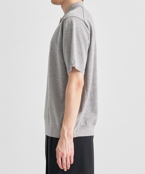 ATON / エイトン】COTTON WASHI KNIT HALF SLEEVE POLO SWEATER