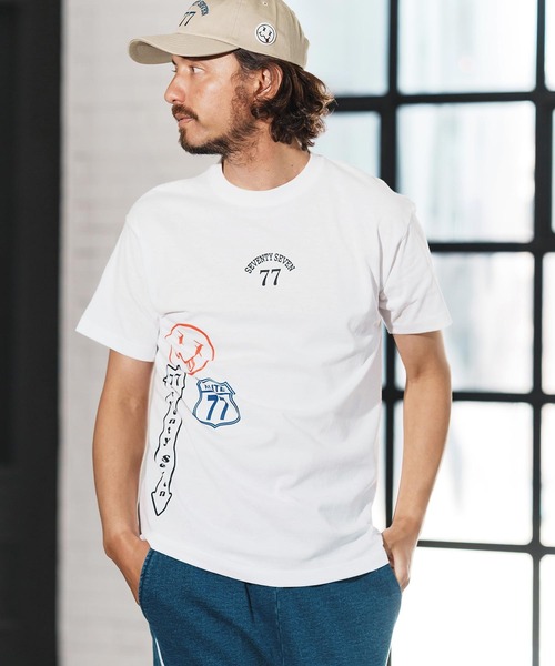 seventy seven(セブンティセブン)の「mt9671-middle onz S-S t-shirts (77mix) Tシャツ(Tシャツ/カットソー・メンズ・ホワイト/ブラック/ヘザーグレー・S/M/L/XL)」の6枚目の写真