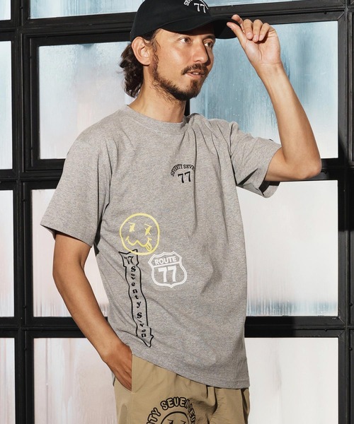 seventy seven(セブンティセブン)の「mt9671-middle onz S-S t-shirts (77mix) Tシャツ(Tシャツ/カットソー・メンズ・ホワイト/ブラック/ヘザーグレー・S/M/L/XL)」の9枚目の写真