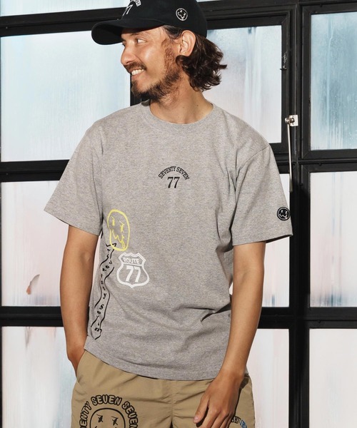 seventy seven(セブンティセブン)の「mt9671-middle onz S-S t-shirts (77mix) Tシャツ(Tシャツ/カットソー・メンズ・ホワイト/ブラック/ヘザーグレー・S/M/L/XL)」の10枚目の写真