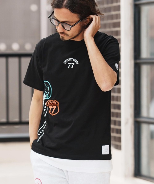 seventy seven(セブンティセブン)の「mt9671-middle onz S-S t-shirts (77mix) Tシャツ(Tシャツ/カットソー・メンズ・ホワイト/ブラック/ヘザーグレー・S/M/L/XL)」の14枚目の写真