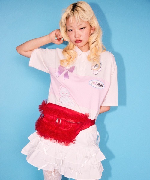 Candy Stripper（キャンディストリッパー）の「OVERLAPPED FRILL WAIST バッグ（ボディバッグ/ウエストポーチ・レディース・ブラック/レッド・FREE）」の15枚目の写真