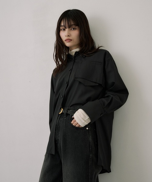 UNITED TOKYO(ユナイテッドトウキョウ)の「スタンドカラーバックボタンシャツ|ウォッシャブル/秋服/長袖/オフィスカジュアル(シャツ/ブラウス・レディース・ブラック/ベージュ・FREE)」の20枚目の写真