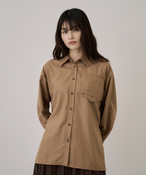 UNITED TOKYO(ユナイテッドトウキョウ)の「スタンドカラーバックボタンシャツ|ウォッシャブル/秋服/長袖/オフィスカジュアル(シャツ/ブラウス・レディース・ブラック/ベージュ・FREE)」の15枚目の写真