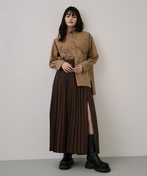 UNITED TOKYO(ユナイテッドトウキョウ)の「スタンドカラーバックボタンシャツ|ウォッシャブル/秋服/長袖/オフィスカジュアル(シャツ/ブラウス・レディース・ブラック/ベージュ・FREE)」の16枚目の写真