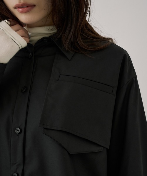 UNITED TOKYO(ユナイテッドトウキョウ)の「スタンドカラーバックボタンシャツ|ウォッシャブル/秋服/長袖/オフィスカジュアル(シャツ/ブラウス・レディース・ブラック/ベージュ・FREE)」の12枚目の写真