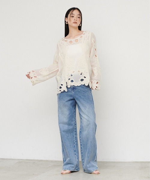 LARUTA(ラルータ)の「【LARUTA】コットン刺繍カットブラウス(シャツ/ブラウス・レディース・アイボリー/オフホワイト・FREE)」の12枚目の写真