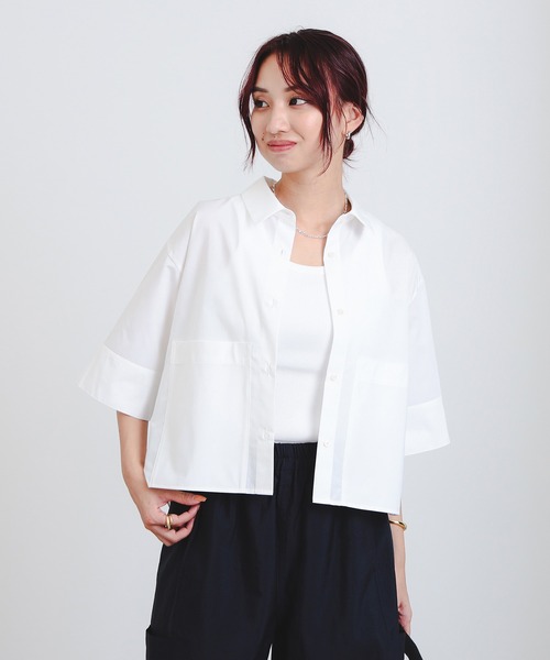 B:MING by BEAMS（ビーミングバイビームス）の「半袖 クロップド シャツ（S～M）（シャツ/ブラウス・レディース・ホワイト/その他/ネイビー・MEDIUM/SMALL）」の6枚目の写真