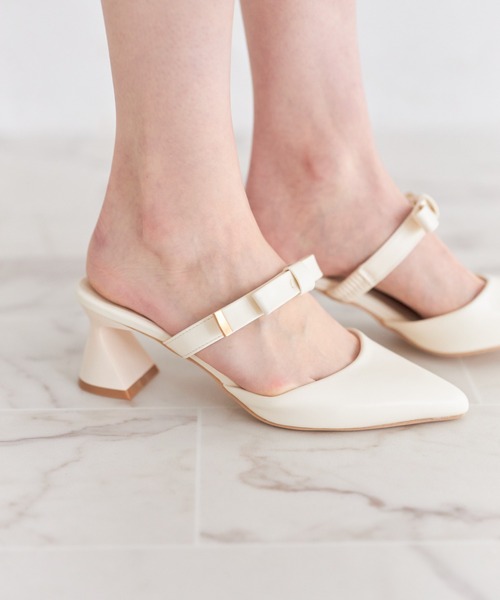 tocco closet(トッコ クローゼット)の「リボンストラップミュール(パンプス・レディース・アイボリー/ドット/ブラック・M/L/LL/S)」の19枚目の写真