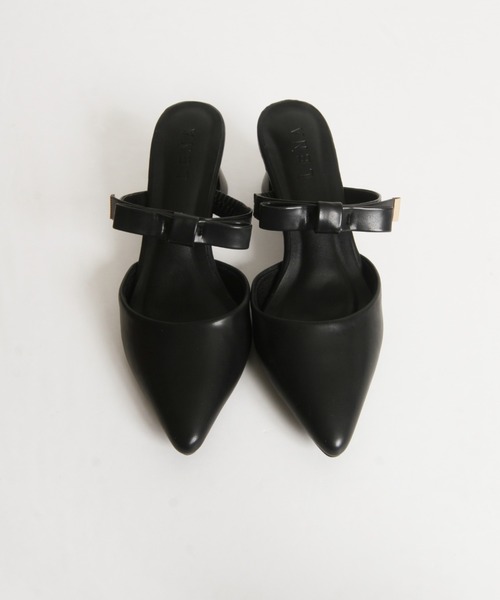 tocco closet(トッコ クローゼット)の「リボンストラップミュール(パンプス・レディース・アイボリー/ドット/ブラック・M/L/LL/S)」の6枚目の写真