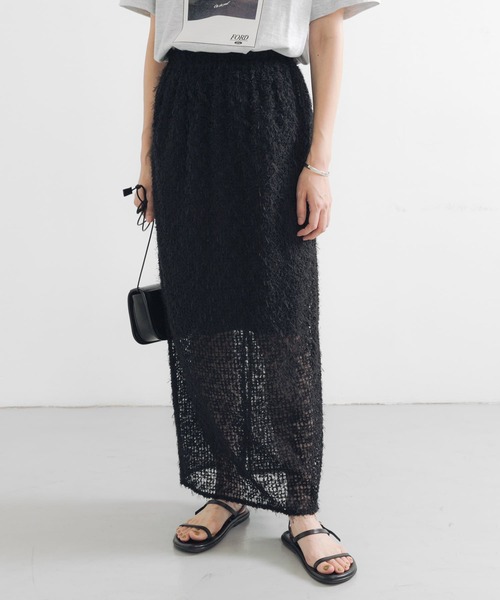 URBAN RESEARCH（アーバンリサーチ）の「シアージャガードストレートスカート（スカート・レディース・ブラック/オフホワイト・FREE）」の2枚目の写真