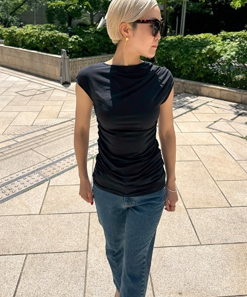 JENNE（ジェンヌ）の「日本製エアリーcoolシャーリングカットソー（Tシャツ/カットソー・レディース・ブラック/ブルー/ホワイト・SMALL/MEDIUM/LARGE/X-LARGE）」の16枚目の写真