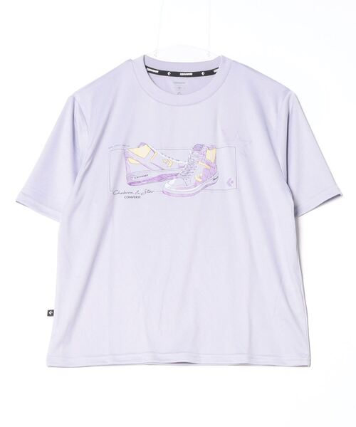 CONVERSE（コンバース）の「【別注】コンバース  AP スケッチ PT S/S PE Tシャツ 限定コラボ（Tシャツ/カットソー・レディース・ホワイト/ラベンダー/ネイビー・S/M/L）」の3枚目の写真