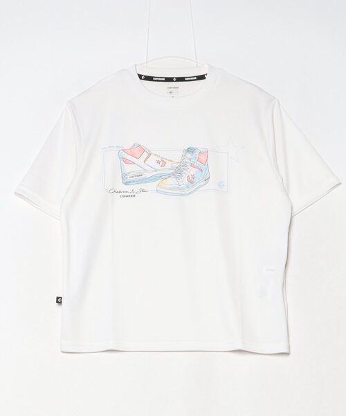 CONVERSE（コンバース）の「【別注】コンバース  AP スケッチ PT S/S PE Tシャツ 限定コラボ（Tシャツ/カットソー・レディース・ホワイト/ラベンダー/ネイビー・S/M/L）」の2枚目の写真