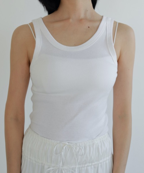 anuke(アンヌーク)の「Basic Rib Tanktop(タンクトップ・レディース・ピンク/ホワイト/ブルー/ブラック・FREE)」の2枚目の写真