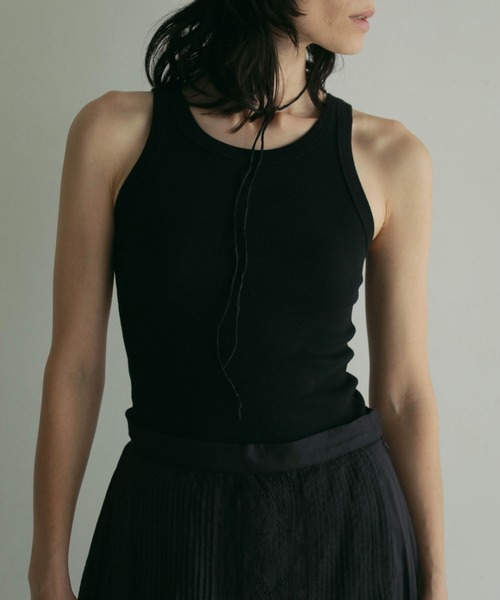 anuke(アンヌーク)の「Basic Rib Tanktop(タンクトップ・レディース・ピンク/ホワイト/ブルー/ブラック・FREE)」の3枚目の写真