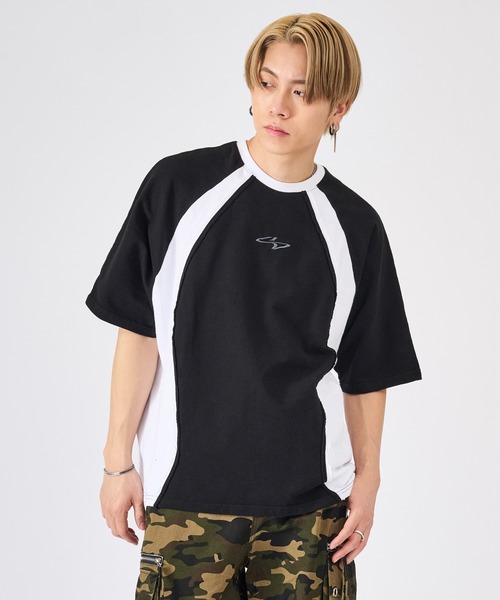 RE730(アールイーセブンサーティー)の「スポーツストリートのTシャツ(Tシャツ/カットソー・メンズ・ブラック/オフホワイト/ブラック×ホワイト・MEDIUM/LARGE)」の1枚目の写真