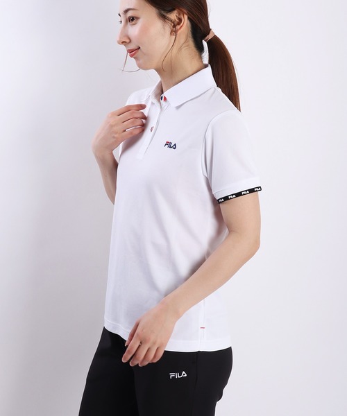 レディースポロシャツ メッシュ ホワイト セール】FILA レディース ジャガードメッシュ 半袖ポロシャツ UV