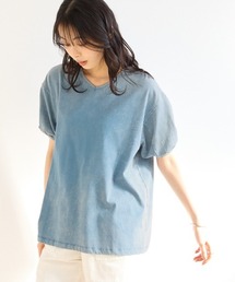 ＜大きいサイズ＞綿１００％ケミカル加工５分袖パフスリーブゆるシルエットプルオーバー