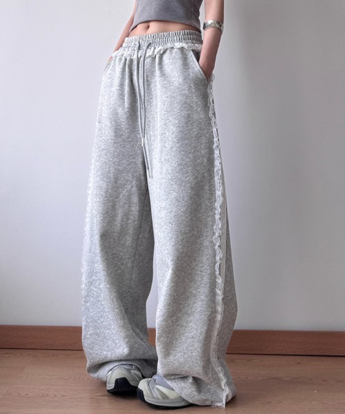 レーススウェットパンツ/バックポケットレースデザイン
