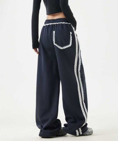 レーススウェットパンツ/バックポケットレースデザイン