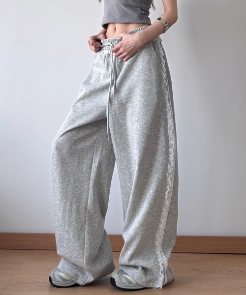 レーススウェットパンツ/バックポケットレースデザイン