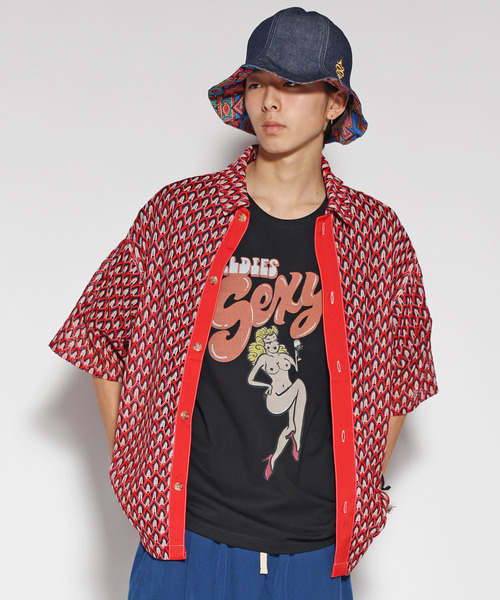 ALDIES（アールディーズ）の「Mesh Unevenness Shirts / メッシュアンイーブンネスシャツ（シャツ/ブラウス・メンズ・グリーン/レッド/グレー・MEDIUM/LARGE/SMALL）」の3枚目の写真