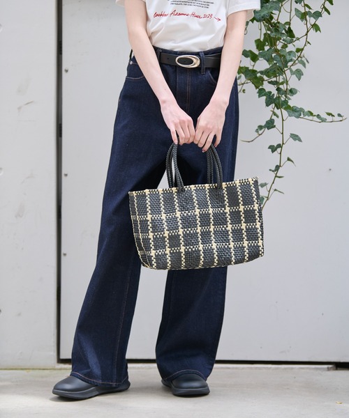 Moon Bird（ムーンバード）の「【MOON BIRD/ムーンバード】手編みのメルカドバッグ/TANPIN/横長/手編み（かごバッグ・レディース・ライトブラウン/ブラック系その他/シルバー/ブルー系その他/ストライプ/ホワイト/ブラック系その他2/ブラック系その他3・フリー）」の13枚目の写真