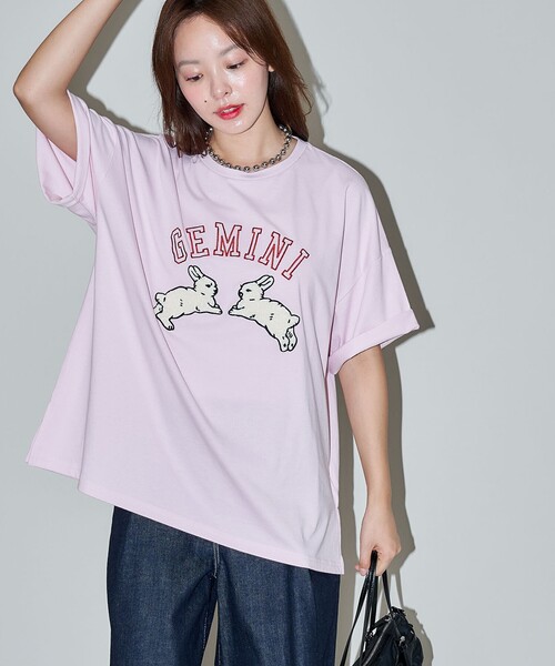 セール】PUBLUX/パブリュクス ウサギ 相良刺繍 オーバーサイズTシャツ