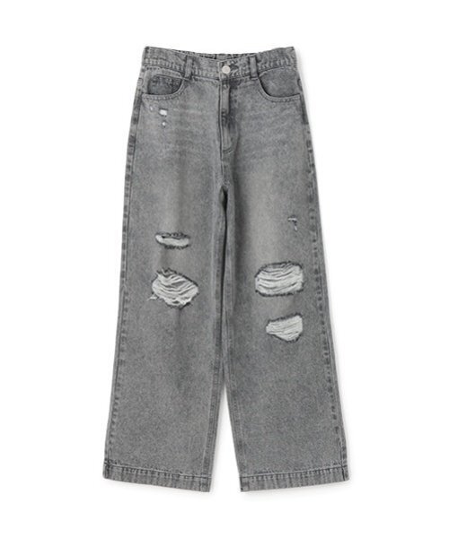 LOVETOXIC（ラブトキシック）の「【LTXC】ダメージデニムワイドパンツ（デニムパンツ・キッズ・ライトグレー/ブルー/グレー/サックスブルー・L/S/M）」の11枚目の写真