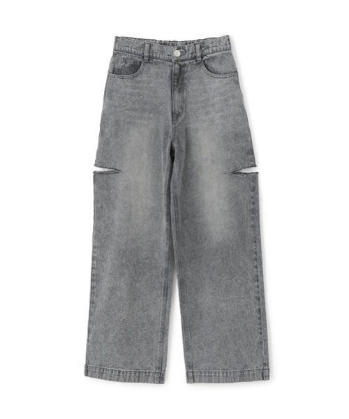 セール】【LTXC】ダメージデニムワイドパンツ（デニムパンツ