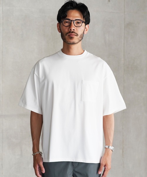 jiggys shop(ジギーズショップ)の「接触冷感 UVカット 吸汗速乾 プレーティング 胸ポケット付き ルーズ半袖Tシャツ カットソー(Tシャツ/カットソー・メンズ・ブラック/ホワイト/ベージュ系その他/スミクロ・X-LARGE/MEDIUM/LARGE)」の21枚目の写真