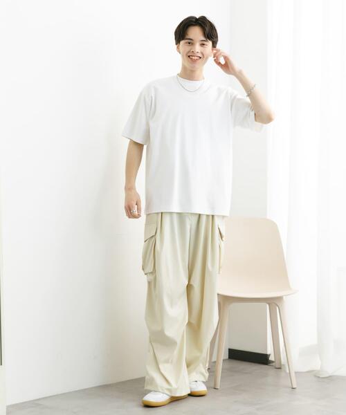 SENSE OF PLACE by URBAN RESEARCH（センスオブプレイスバイアーバンリサーチ）の「コットンスムースショートスリーブTシャツ（Tシャツ/カットソー・メンズ・ブラック/ブルー/ベージュ/ホワイト・MEDIUM/LARGE）」の8枚目の写真