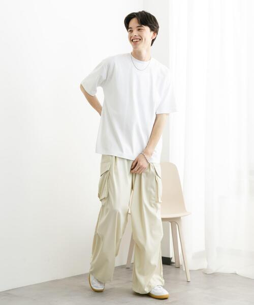 SENSE OF PLACE by URBAN RESEARCH（センスオブプレイスバイアーバンリサーチ）の「コットンスムースショートスリーブTシャツ（Tシャツ/カットソー・メンズ・ブラック/ブルー/ベージュ/ホワイト・MEDIUM/LARGE）」の9枚目の写真