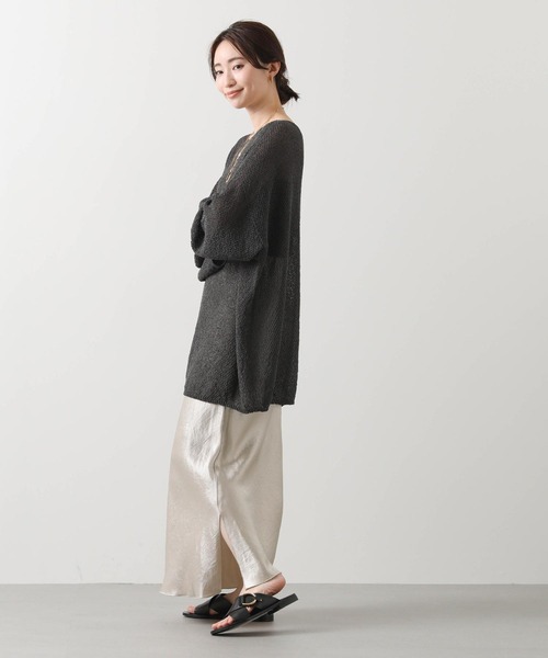 Gready Brilliant(グレディブリリアン)の「和紙ホールガーメントボートネックチュニック(ニット/セーター・レディース・オフホワイト/チャコールグレー・FREE)」の16枚目の写真