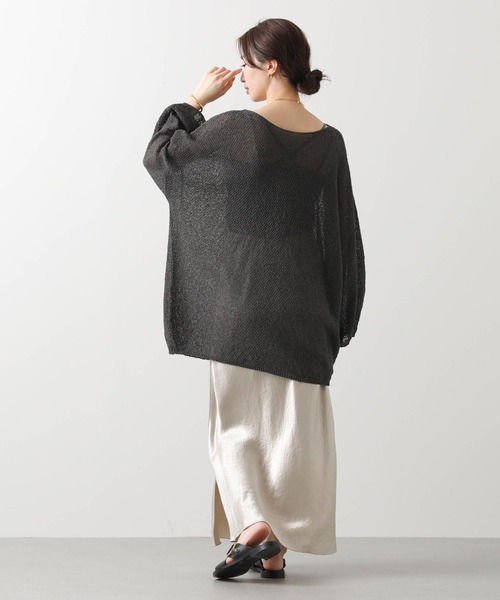 Gready Brilliant(グレディブリリアン)の「和紙ホールガーメントボートネックチュニック(ニット/セーター・レディース・オフホワイト/チャコールグレー・FREE)」の17枚目の写真