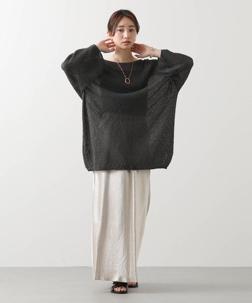 Gready Brilliant(グレディブリリアン)の「和紙ホールガーメントボートネックチュニック(ニット/セーター・レディース・オフホワイト/チャコールグレー・FREE)」の18枚目の写真