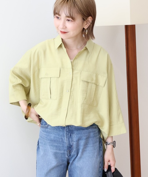 AMERICAN HOLIC（アメリカンホリック）の「【WEB限定】接触冷感Wポケットシャツチュニック（シャツ/ブラウス・レディース・アイボリー/チャコールグレー/カーキ・FREE）」の3枚目の写真