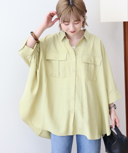 AMERICAN HOLIC（アメリカンホリック）の「【WEB限定】接触冷感Wポケットシャツチュニック（シャツ/ブラウス・レディース・アイボリー/チャコールグレー/カーキ・FREE）」の10枚目の写真